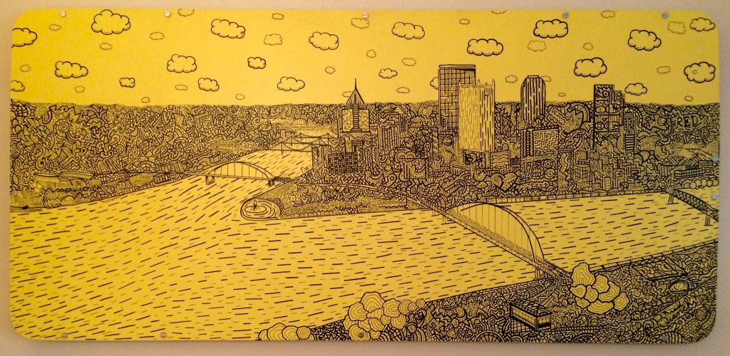 Courtesy of Brad Bianchi 27"x57" Pittsburgh skyline on display in the mayor's office